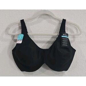 36DDD NWT Bali  Underwire Microfiber Lace Accent Minimizer Bra  Black NEW